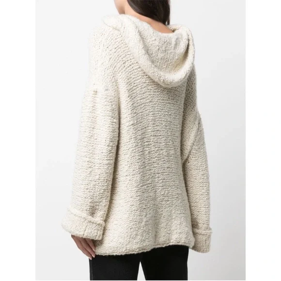 Khaite Sile Ivory Bouclé Cashmere Hoodie XS